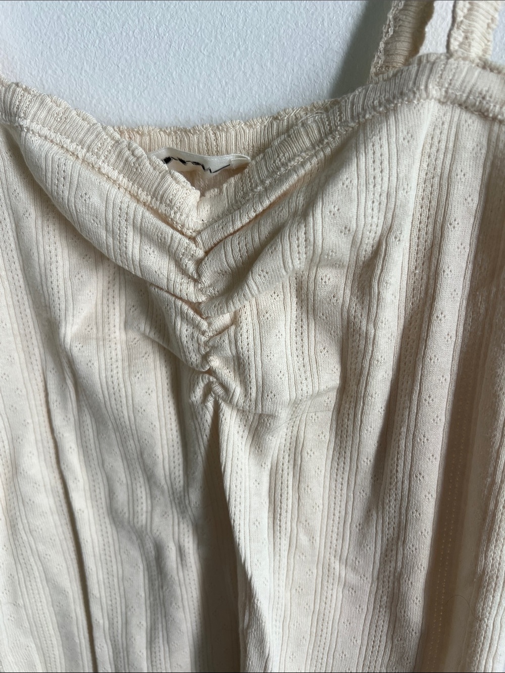 Doen Cream Ribbed Strappy Women's Tank Top - Picture 2 of 2